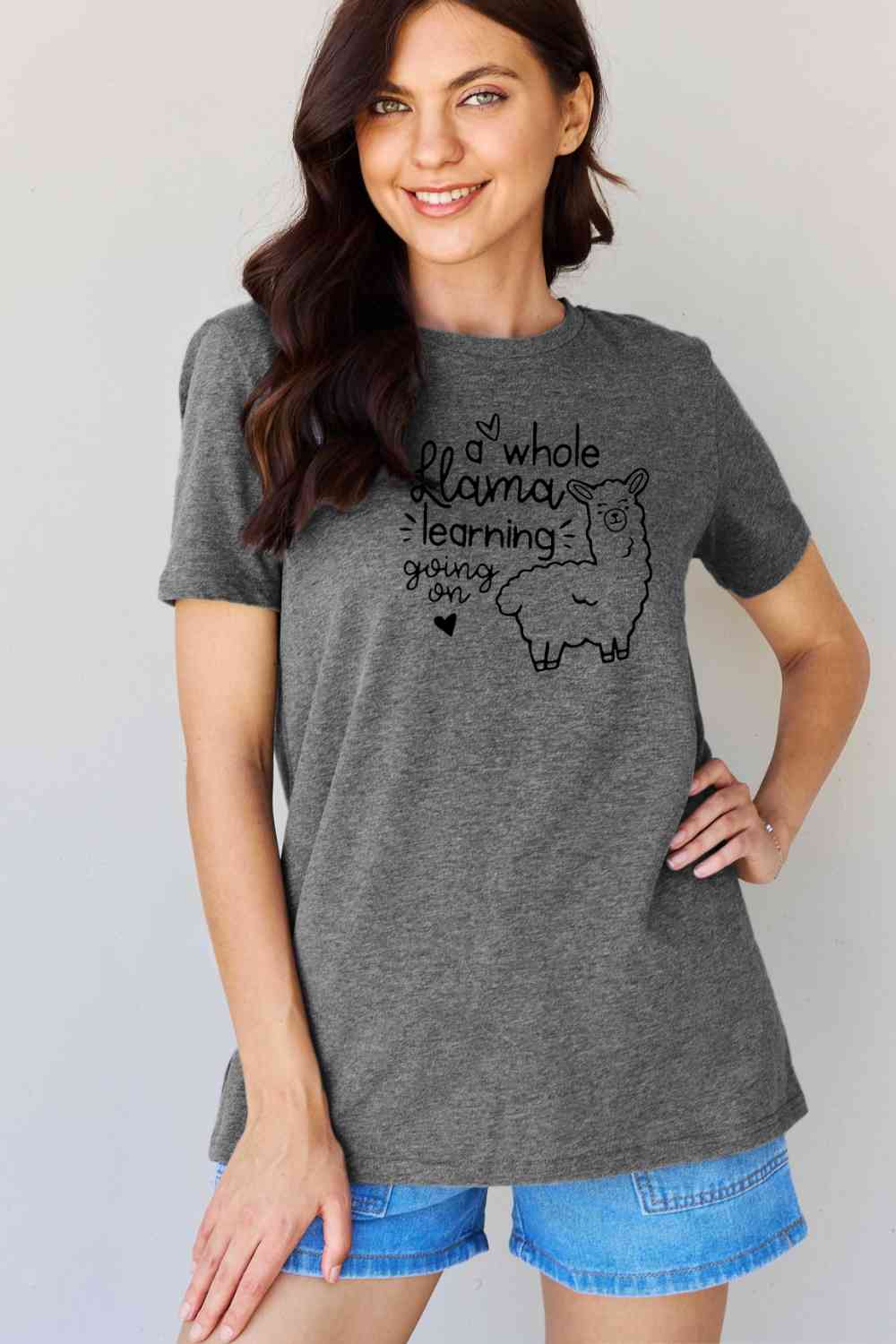 Simply Love Full Size Llama Learning Graphic T-Shirt