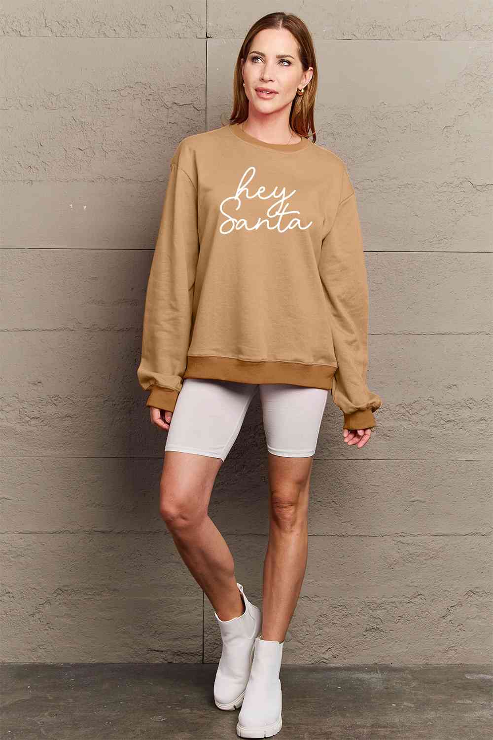 Simply Love Full Size Christmas HEY SANTA Graphic Sweatshirt