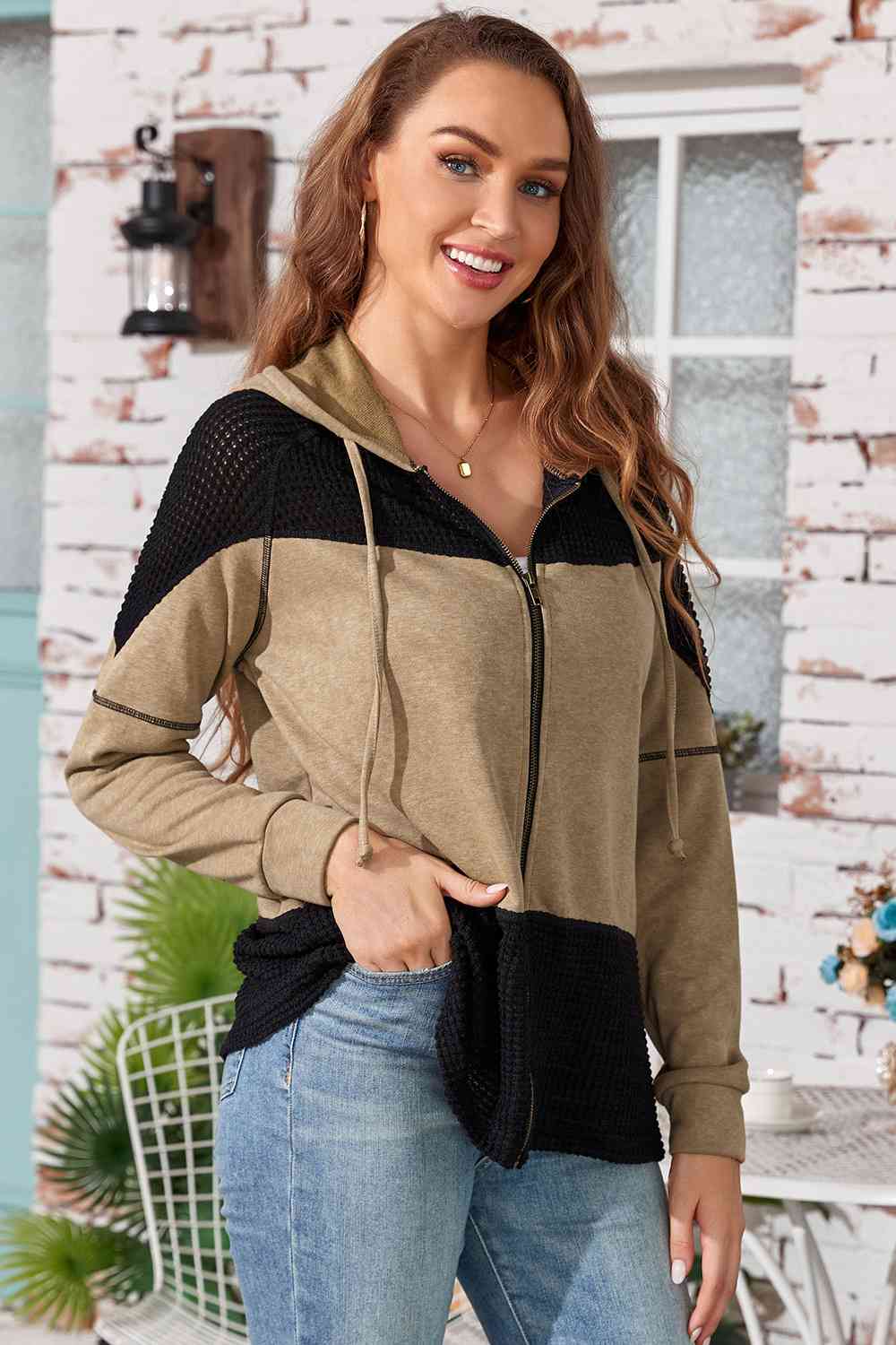 Addison Zip-Up Drawstring Hooded Jacket