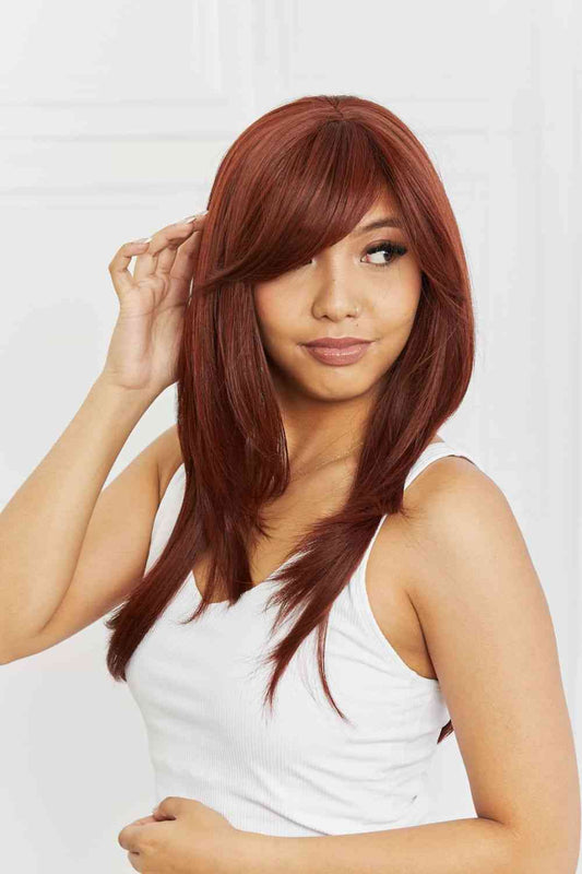Red Mid-Length Wave Synthetic Wigs 20''
