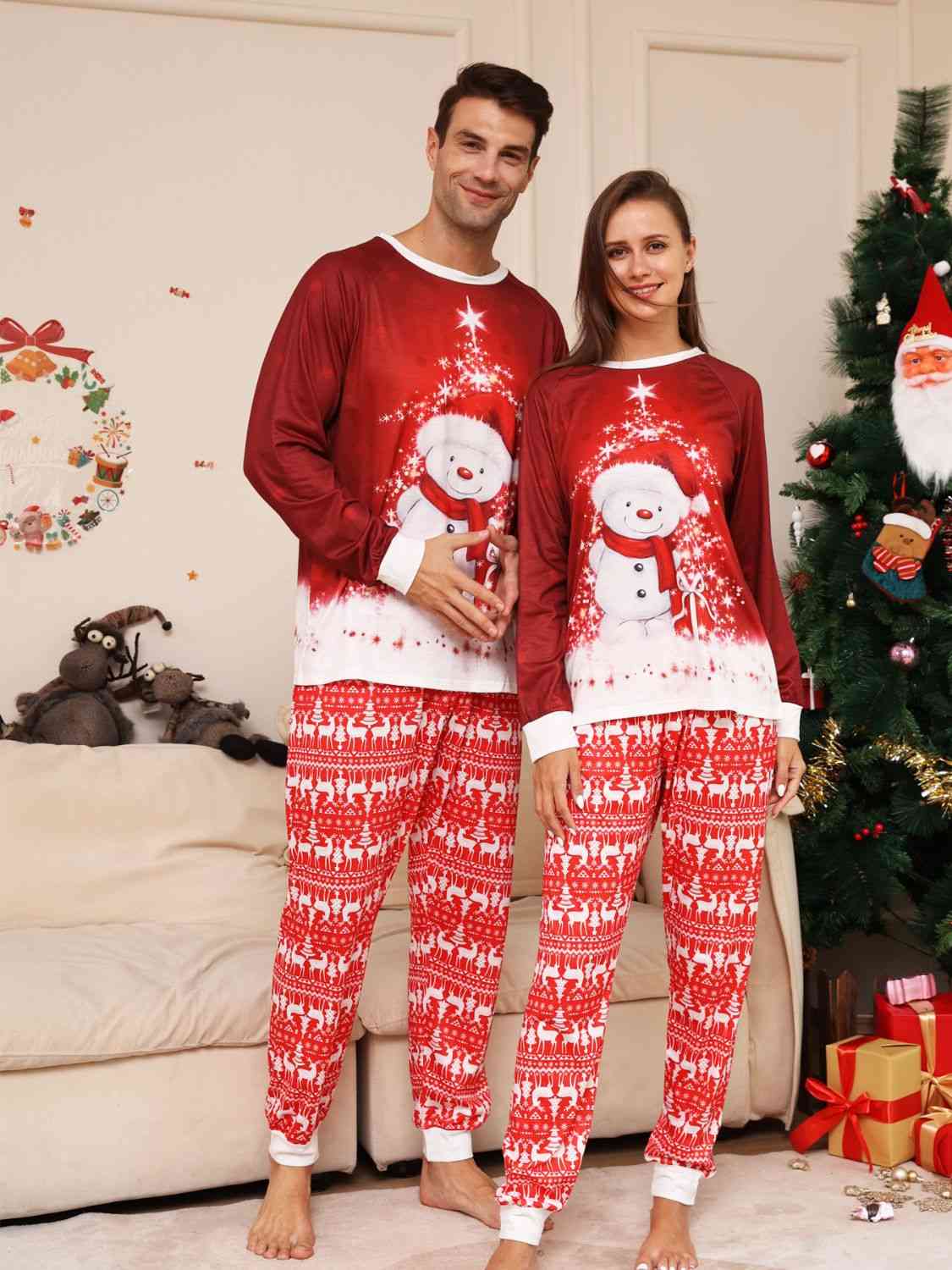 UNISEX Christmas Full Size Snowman Top and Pants Set