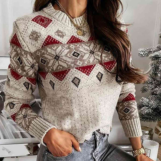 Christmas Snowflake Round Neck Sweater