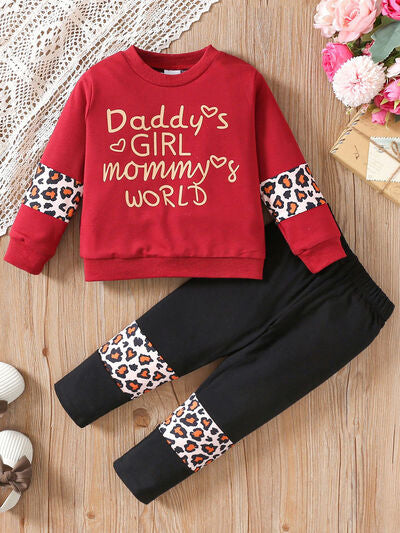 LITTLE GIRLS DADDY'S GIRL MOMMY'S WORLD Leopard Top and Pants Set SZ 18M-5Y