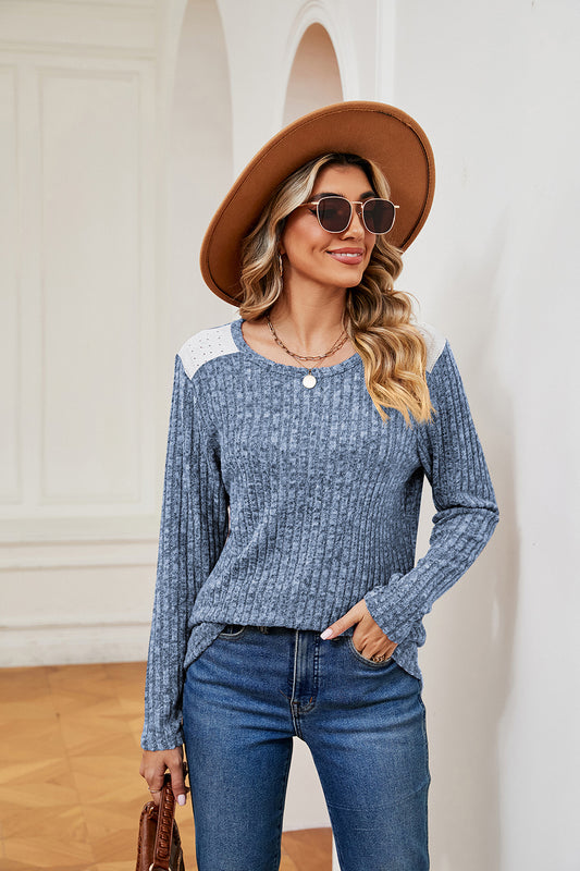 Full Size Round Neck Ribbed Top