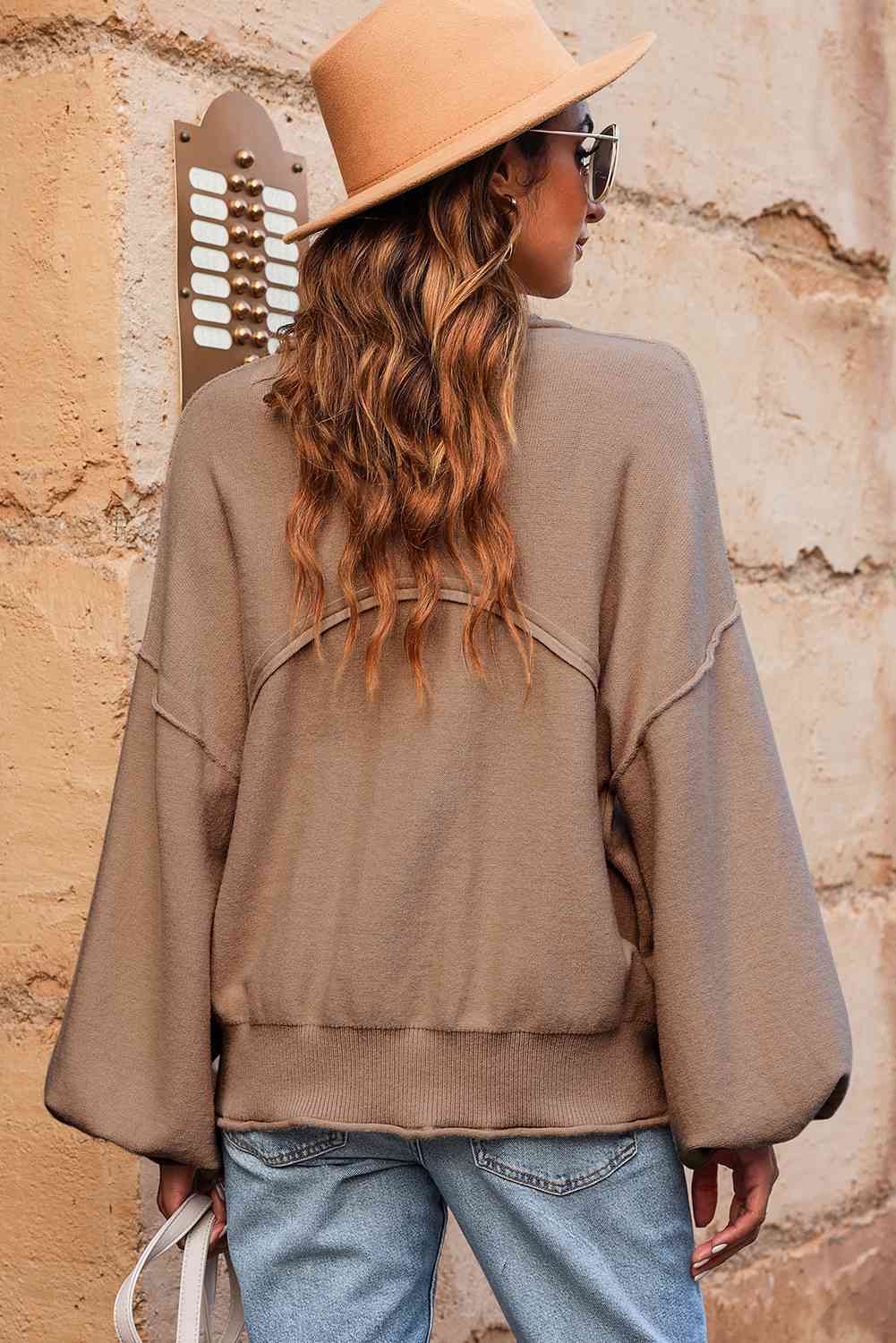 Full Size Round Neck Dropped Shoulder Sweater