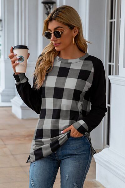 Women's Jasira Plaid Round Neck Long Sleeve T-Shirt