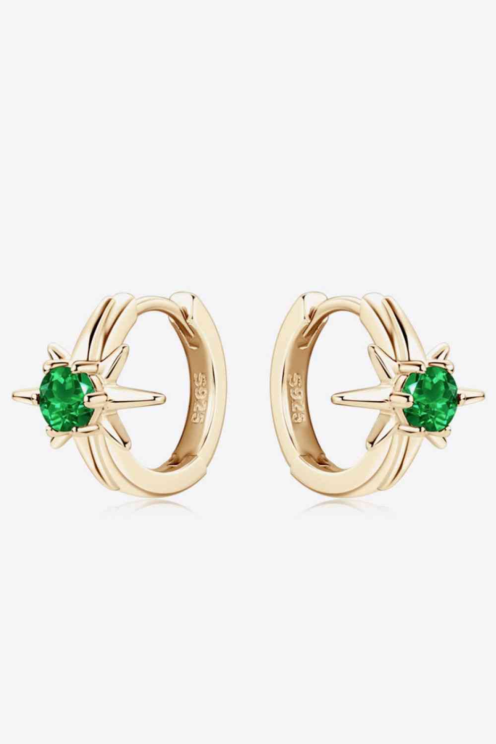 Gold Lab-Grown Emerald Huggie Earrings