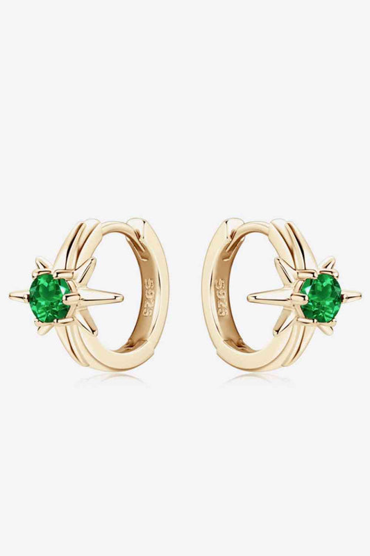 Gold Lab-Grown Emerald Huggie Earrings