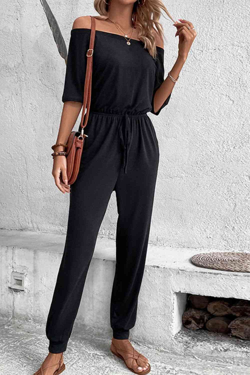 KenyaBay Off-Shoulder Jumpsuit with Pockets