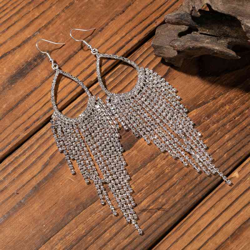 Silver Glistening Alloy Dangle Earrings