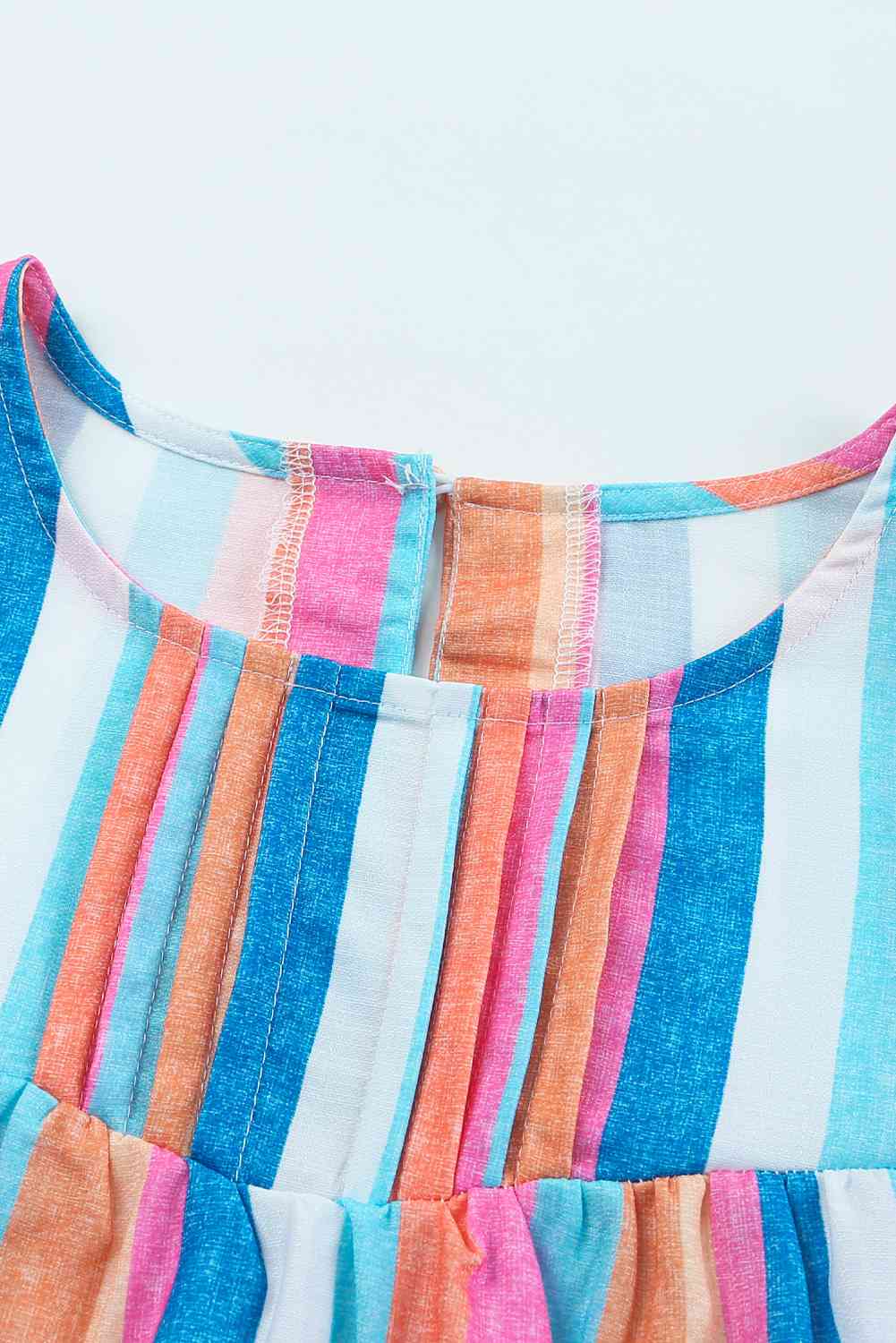 Multicolored Stripe Flutter Sleeve Blouse