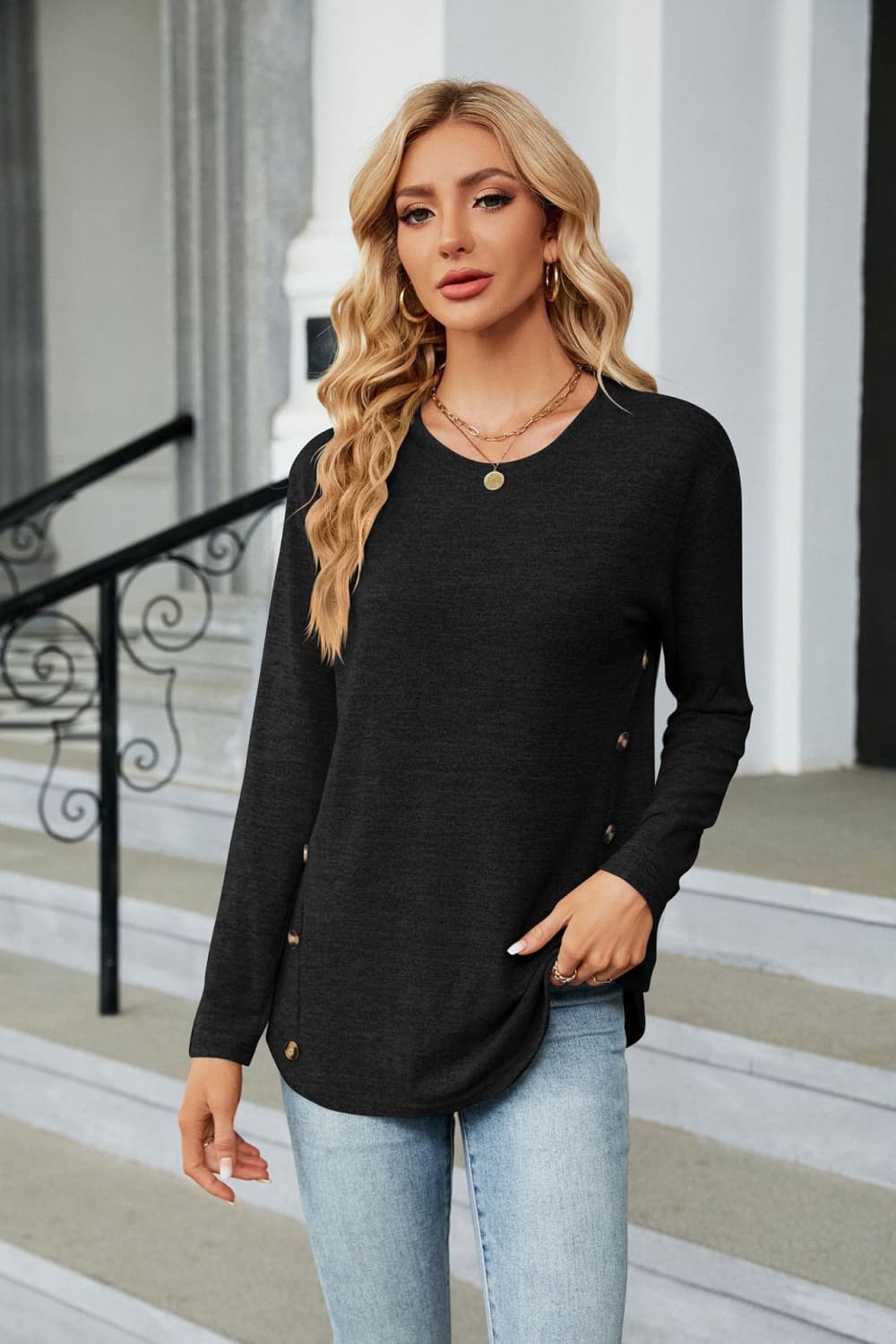 Full Size Round Neck Long Sleeve T-Shirt