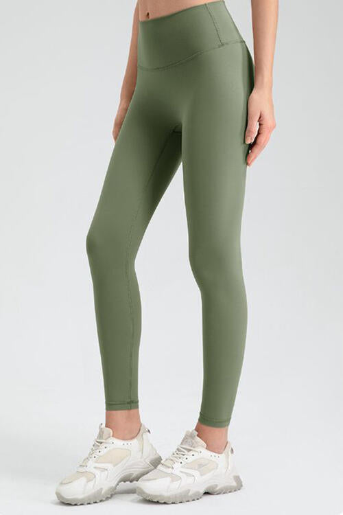 Basic Style High-Stretch Wide Waistband Sport Leggings