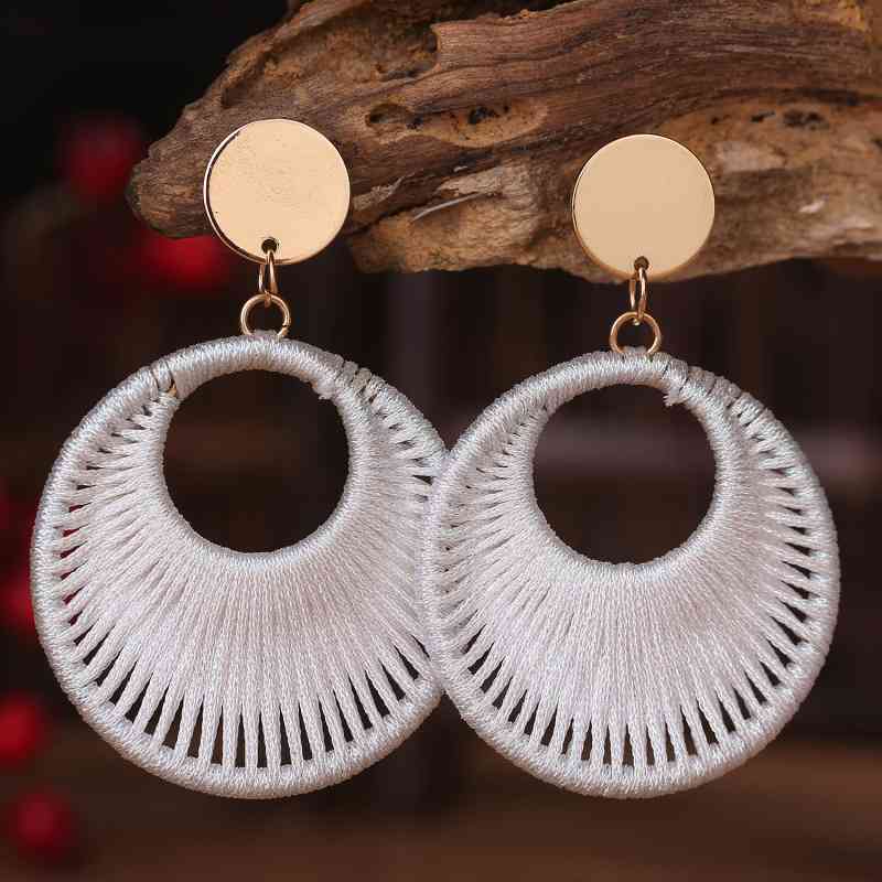 So Beautiful Cotton Cord Round Geometric Drop Earrings