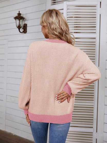 CozyWonders Decorative Button Round Neck Sweater