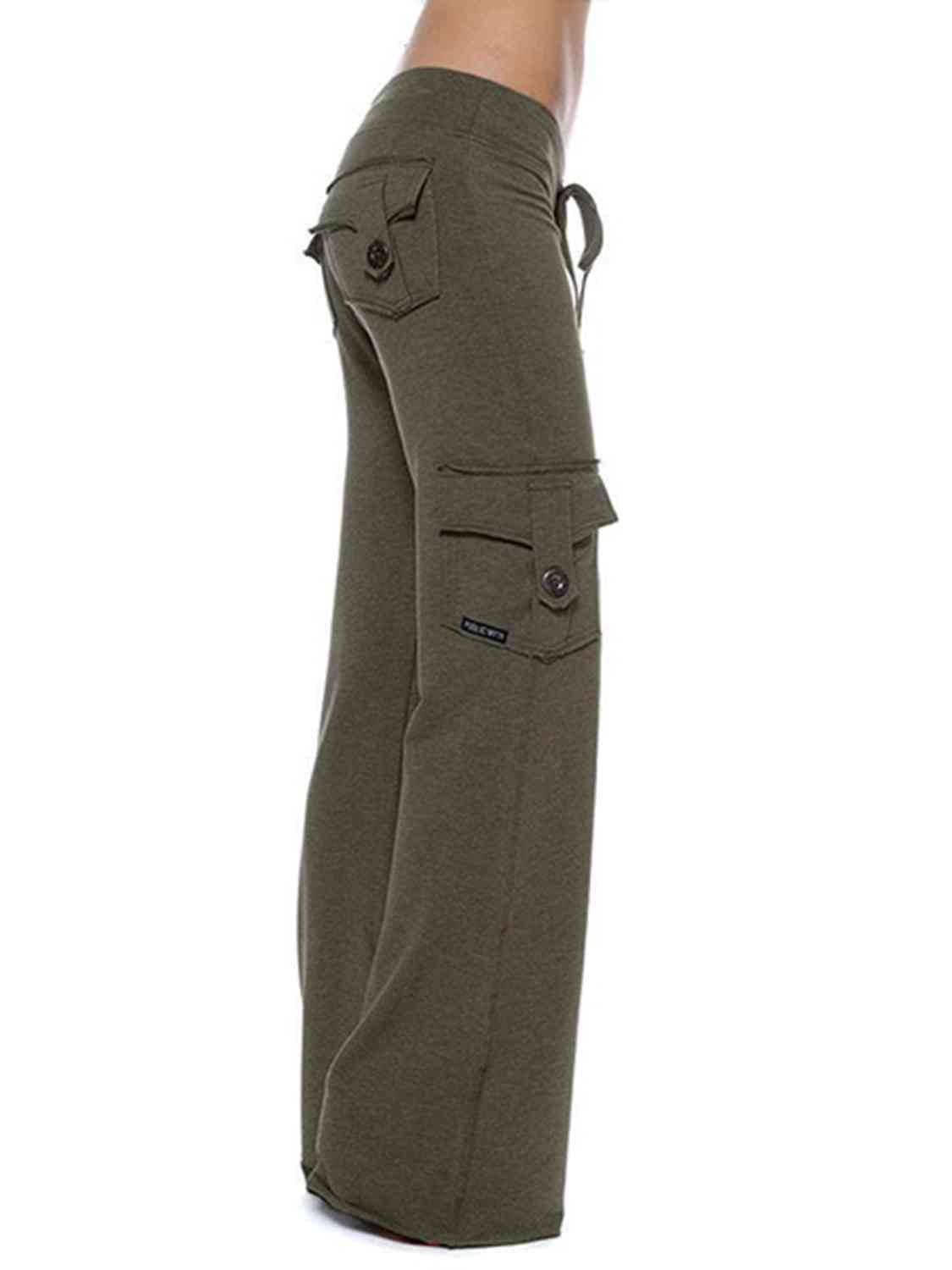 FAITHWALK Mid Waist Pants with Pockets