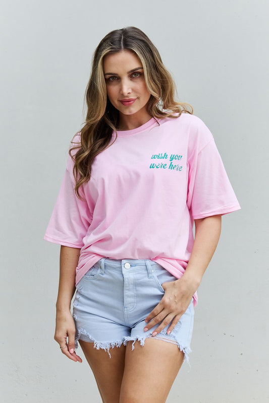 Malibu Dreams Sweet Claire "Wish You Were Here" Oversized Graphic T-Shirt