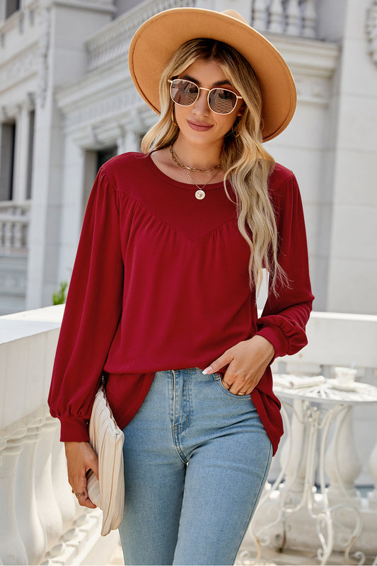 Full Size Round Neck Long Sleeve Top