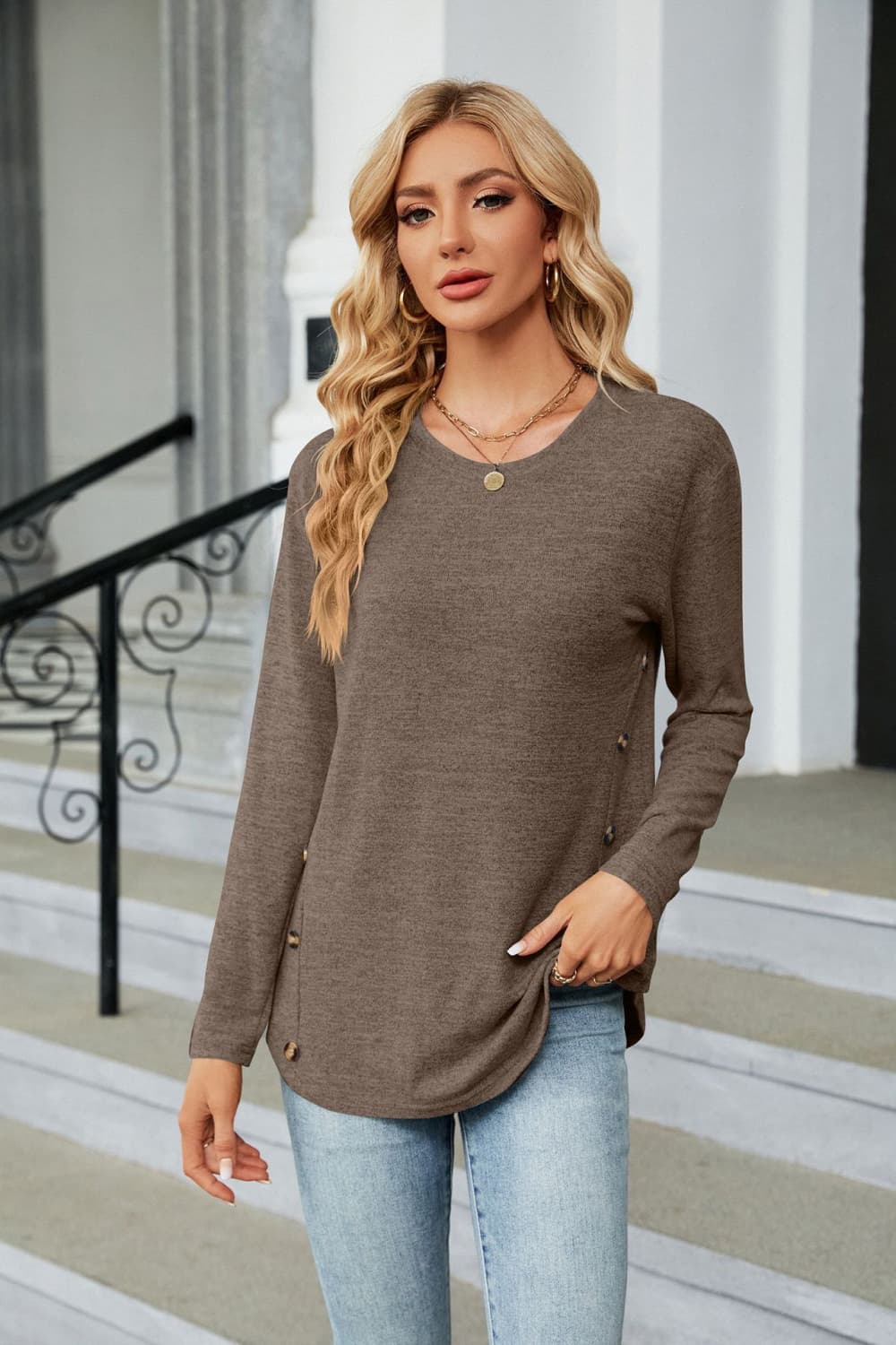 Full Size Round Neck Long Sleeve T-Shirt