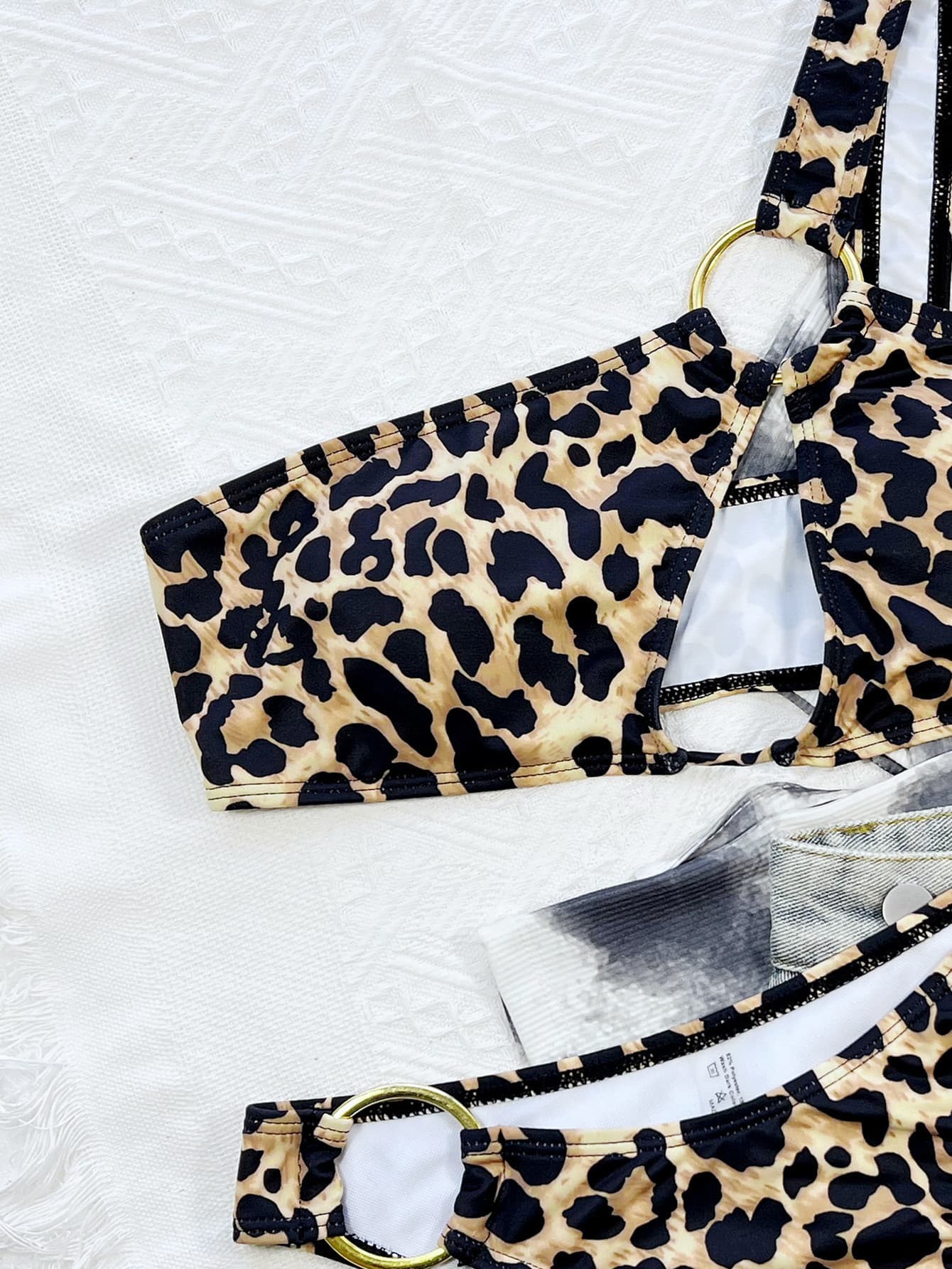 CY APPLE Leopard One-Shoulder Bikini Set