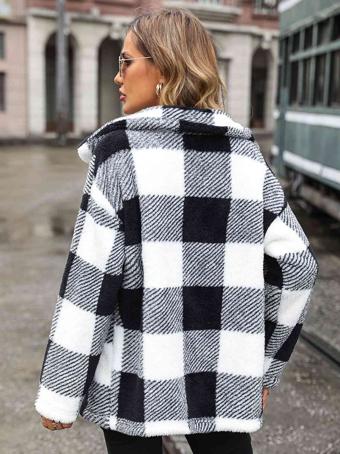 NotSoBasic Plaid Collared Neck Button Down Jacket