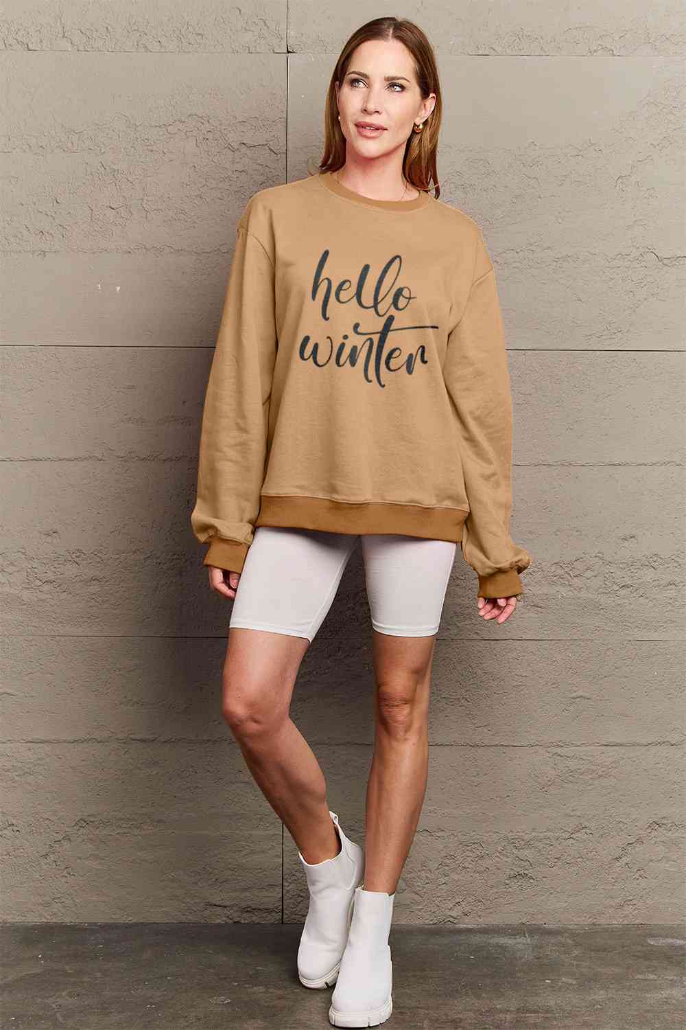 Simply Love SEASONAL Full Size HELLO WINTER Graphic Sweatshirt