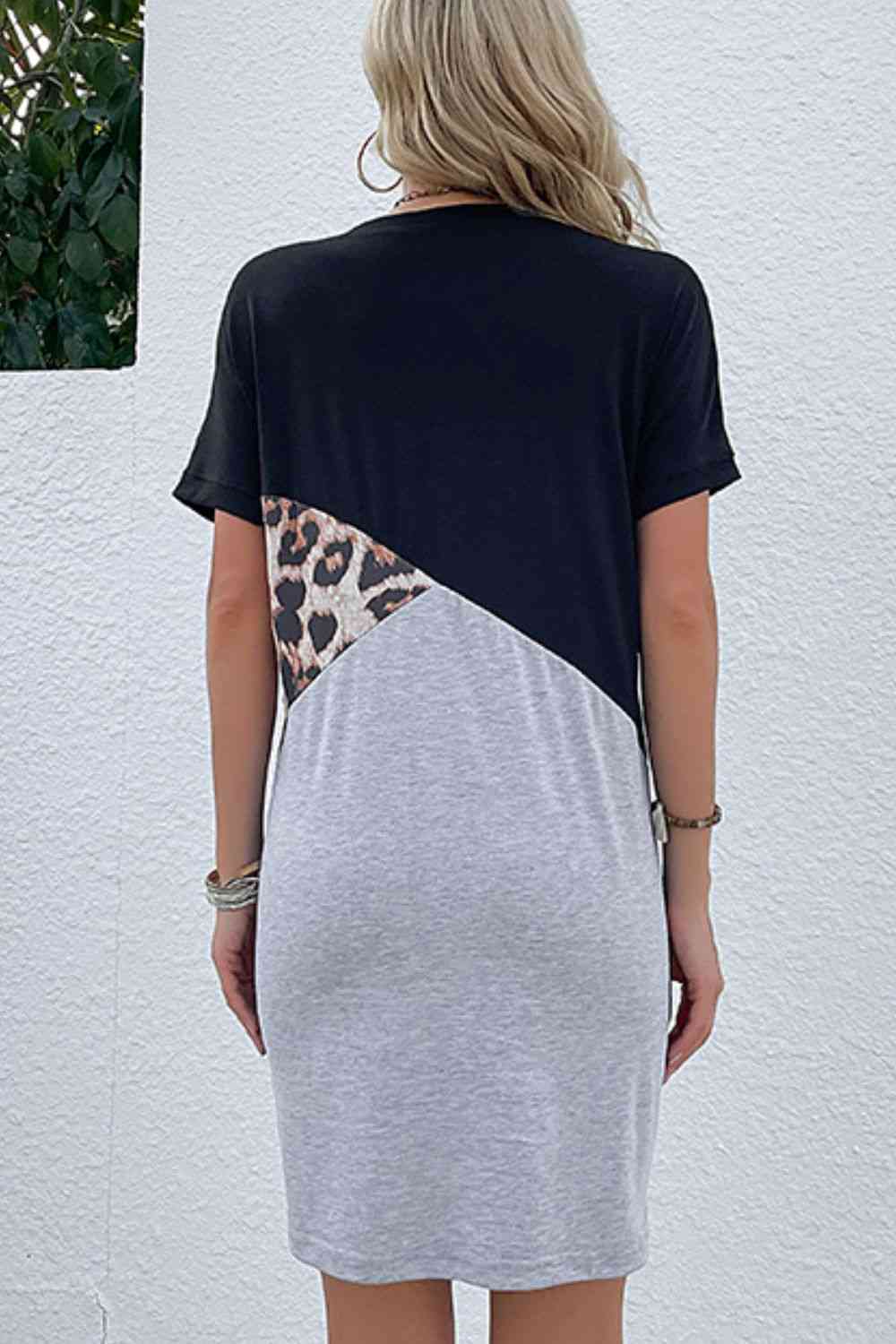 Women's Candida Color Block Leopard Tee Dress