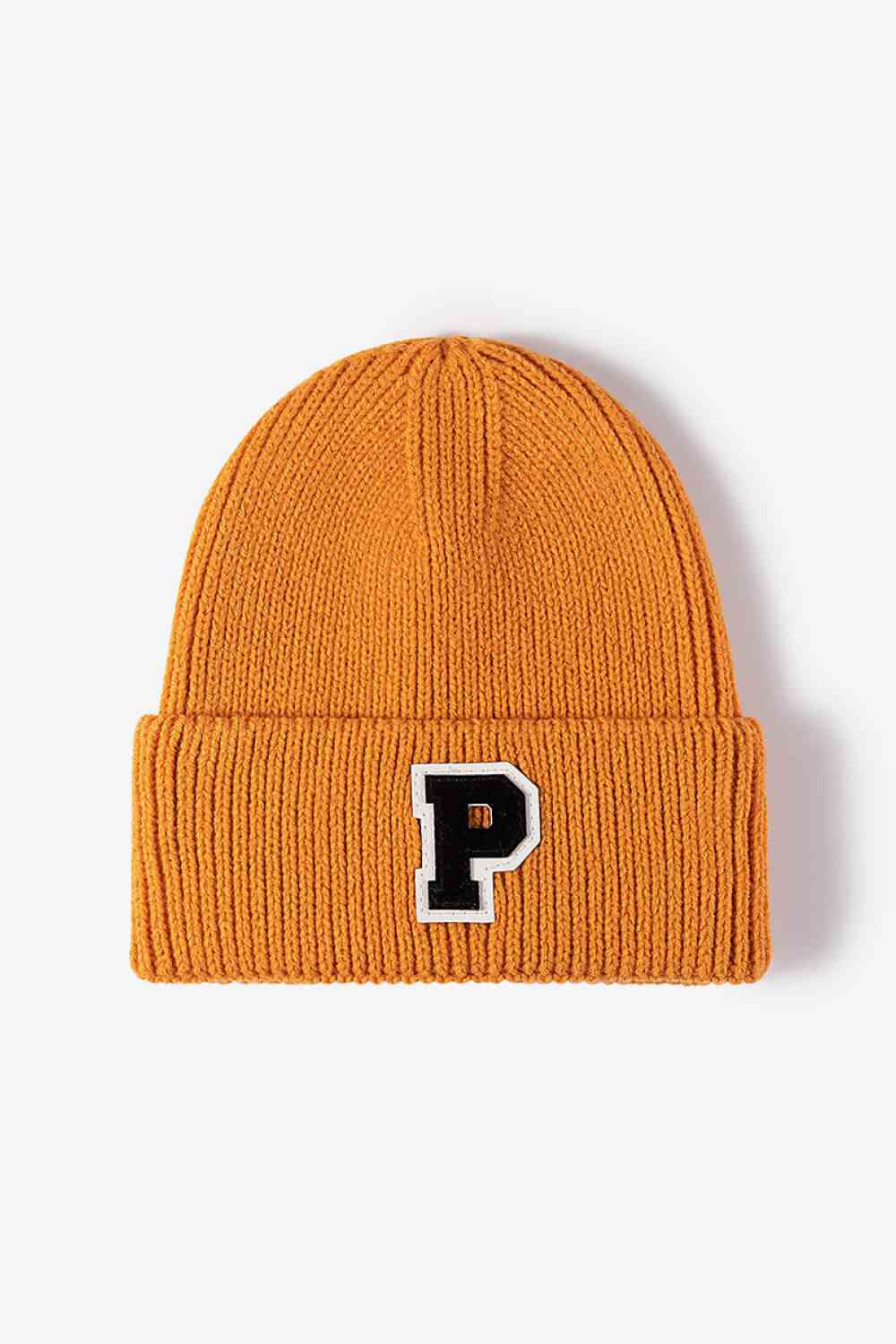 EZBeanie Letter Patch Cuffed Knit Hat Beanie