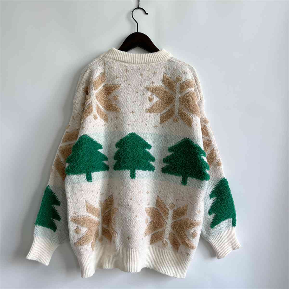 Christmas Snowflake Round Neck Long Sleeve Sweater