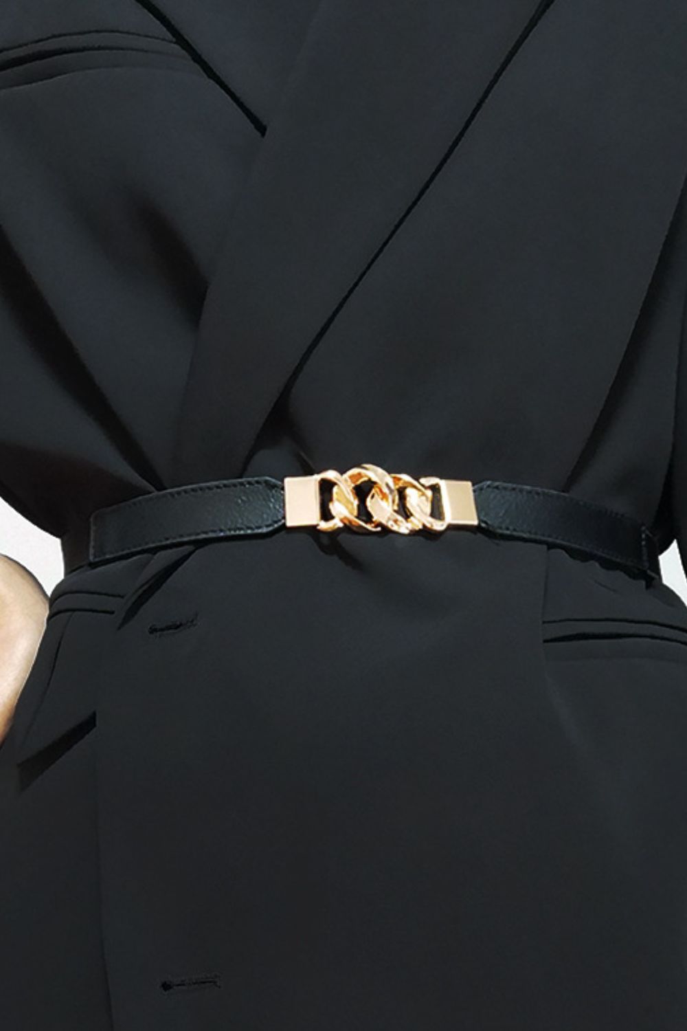 Women's Zinc Alloy Buckle Elastic PU Belt