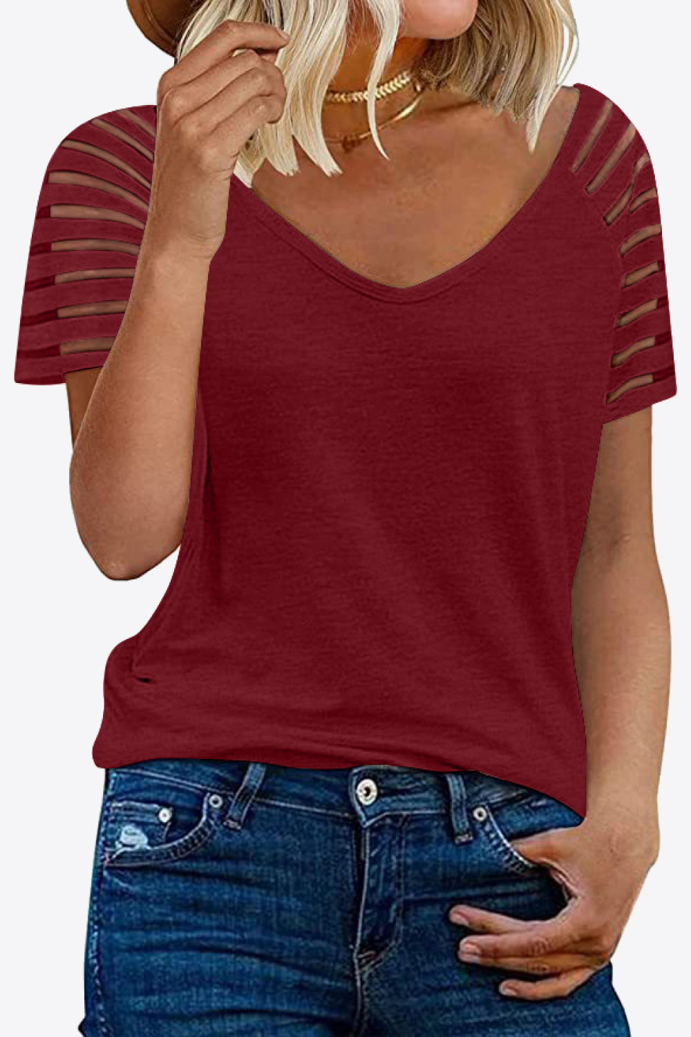 Full Size V-Neck Raglan Sleeve Tee