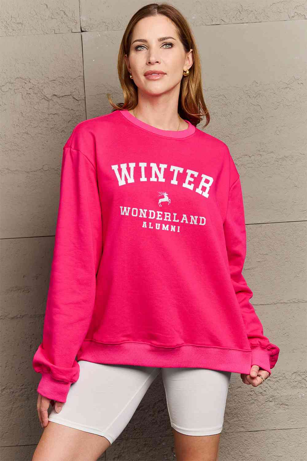 Simply Love Full Size WINTER WONDERLAND ALUMNI Graphic CHRISTMAS Long Sleeve Sweatshirt