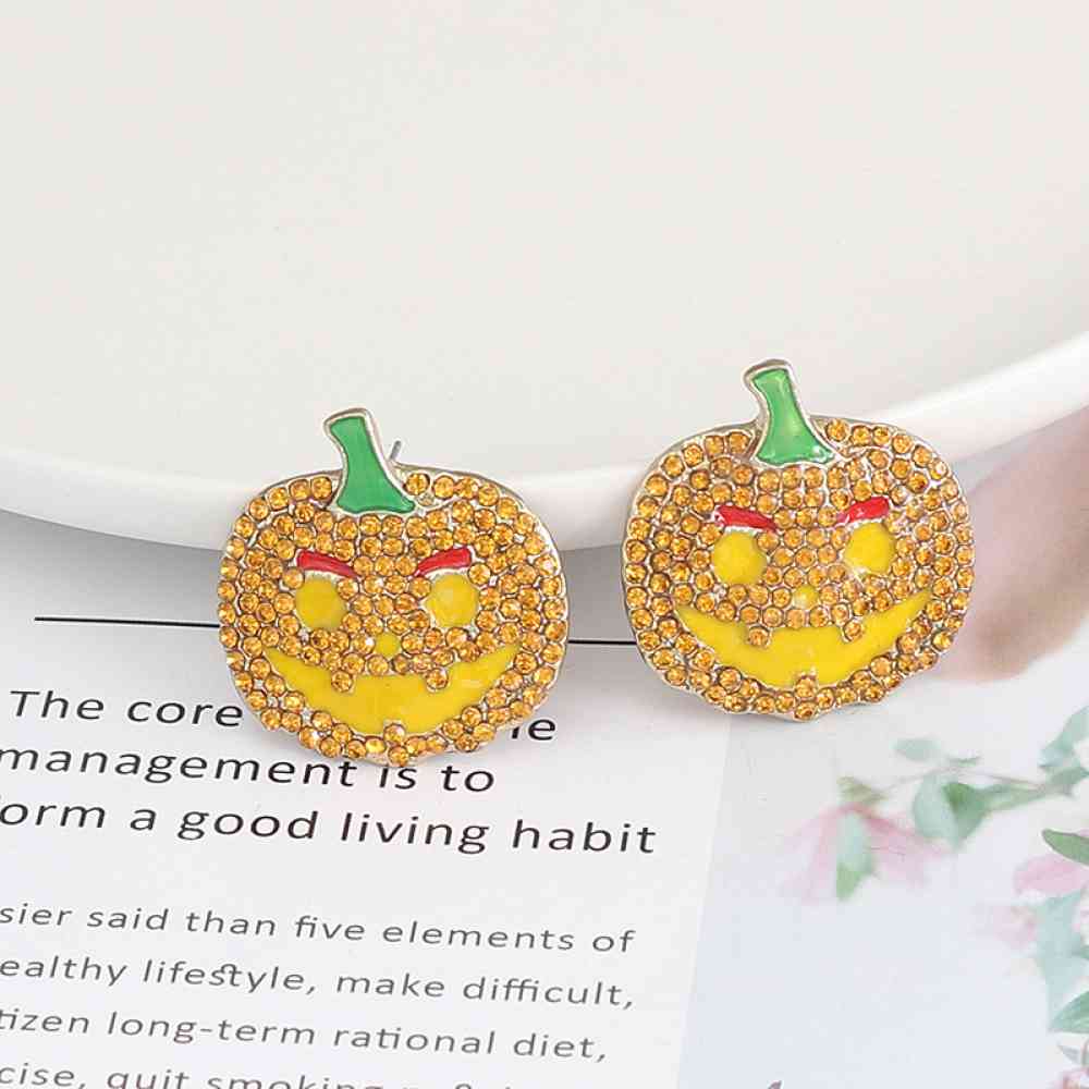 Halloween Demon Pumpkin Rhinestone Alloy Earrings