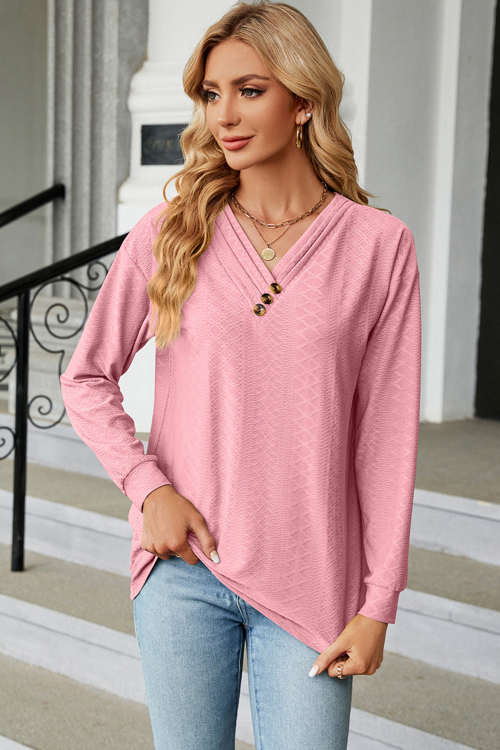 V-Neck Long Sleeve T-Shirt