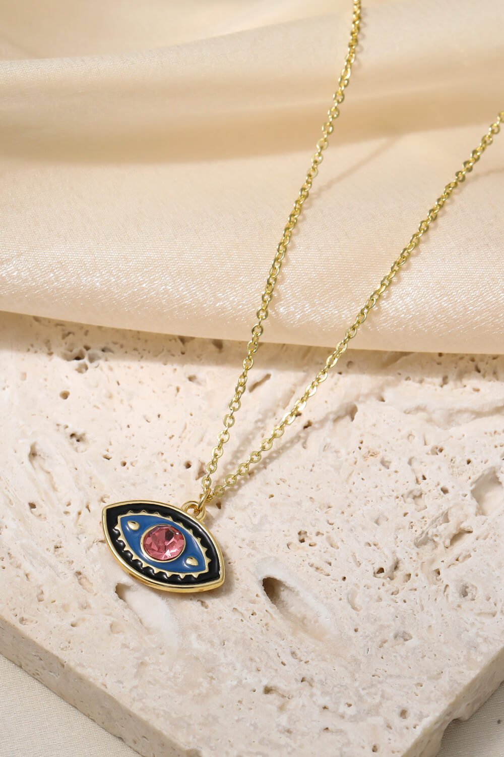 Women's Evil Eye Pendant Gold Plated Chain Necklace