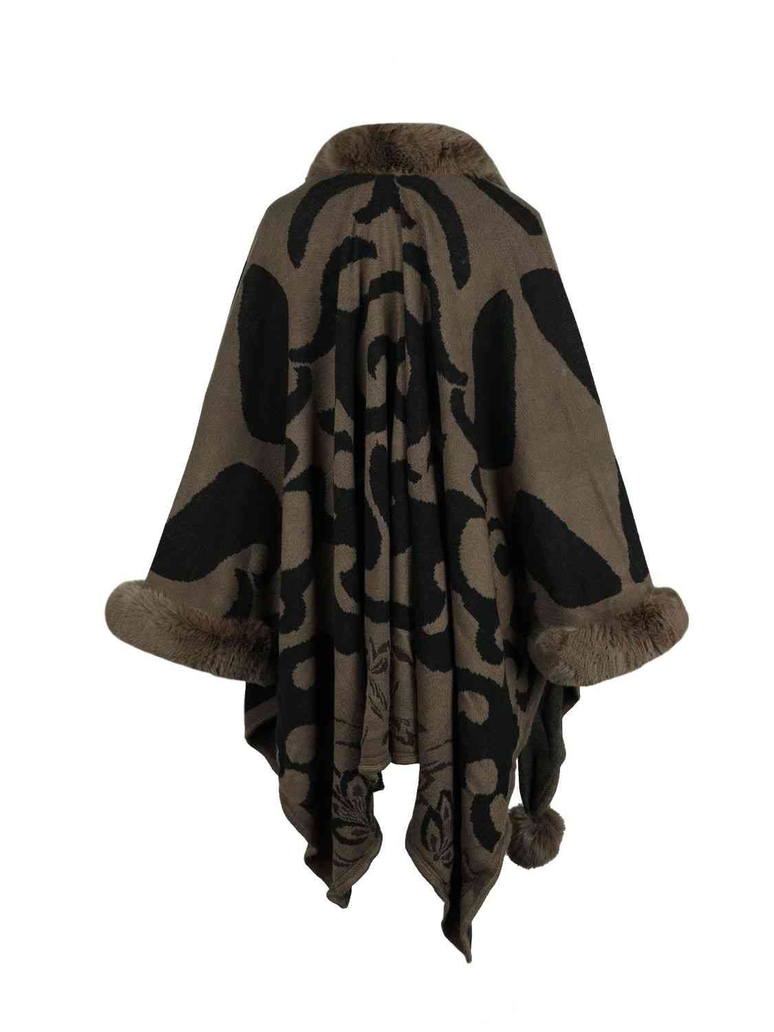 Dress To Impress One Size Faux Fur Trim Poncho