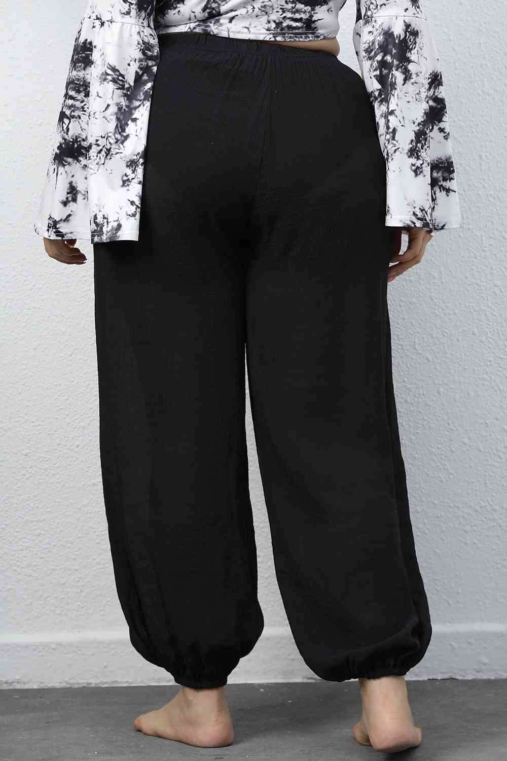 Plus Size Drawstring Black Jogger Pants