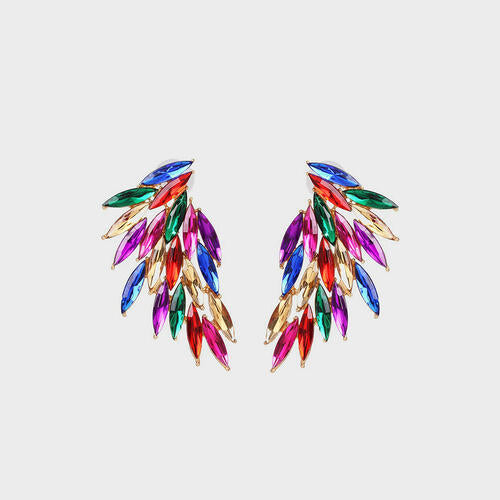 Alloy Acrylic Rhinestone Wing Earrings in Assorted Colors