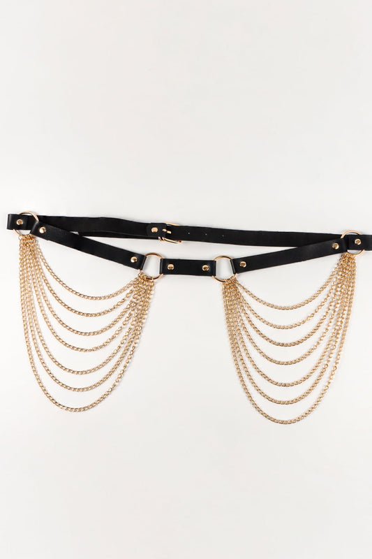 Women's PU Belt with Chain