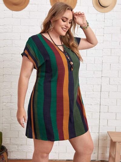 Women's Zabelle Plus Size Striped Short Sleeve Mini Dress