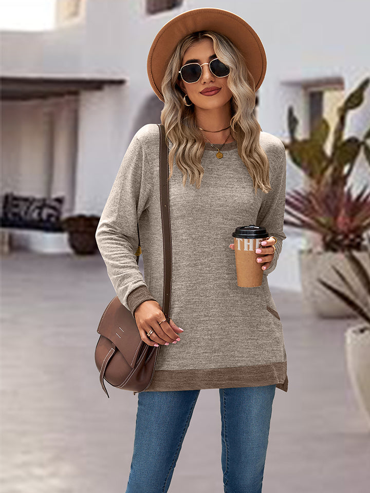 Full Size Round Neck Long Sleeve Blouse