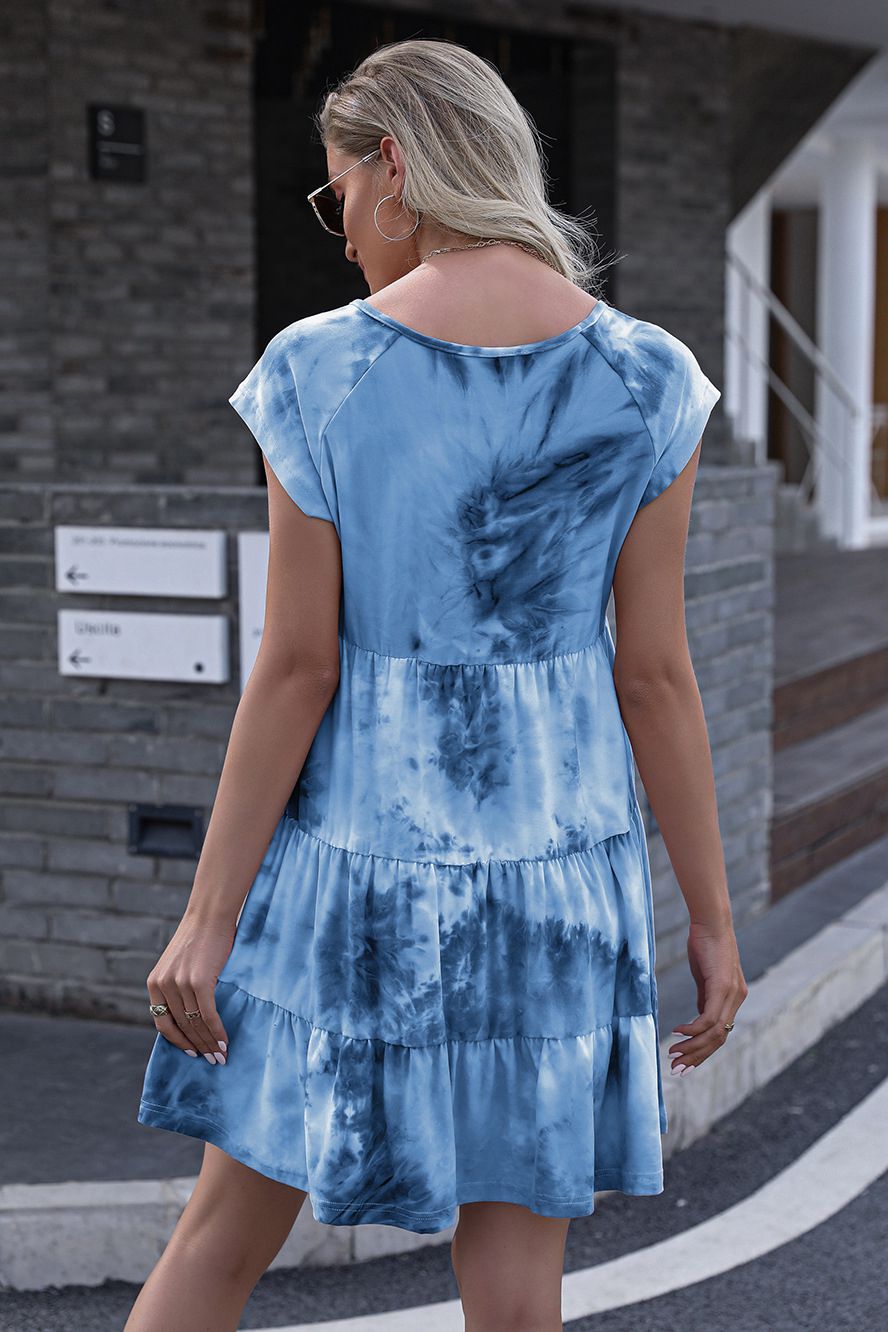 Women's NovaAnna Tie-Dye Ruffle Hem Dress