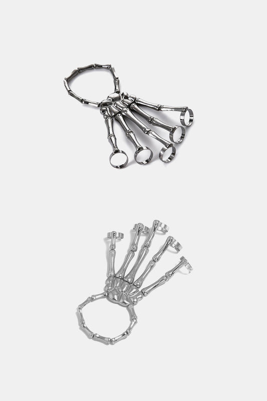 Halloween 2-Pack Skeleton Hand 5-Finger Bracelet and Ring Combo