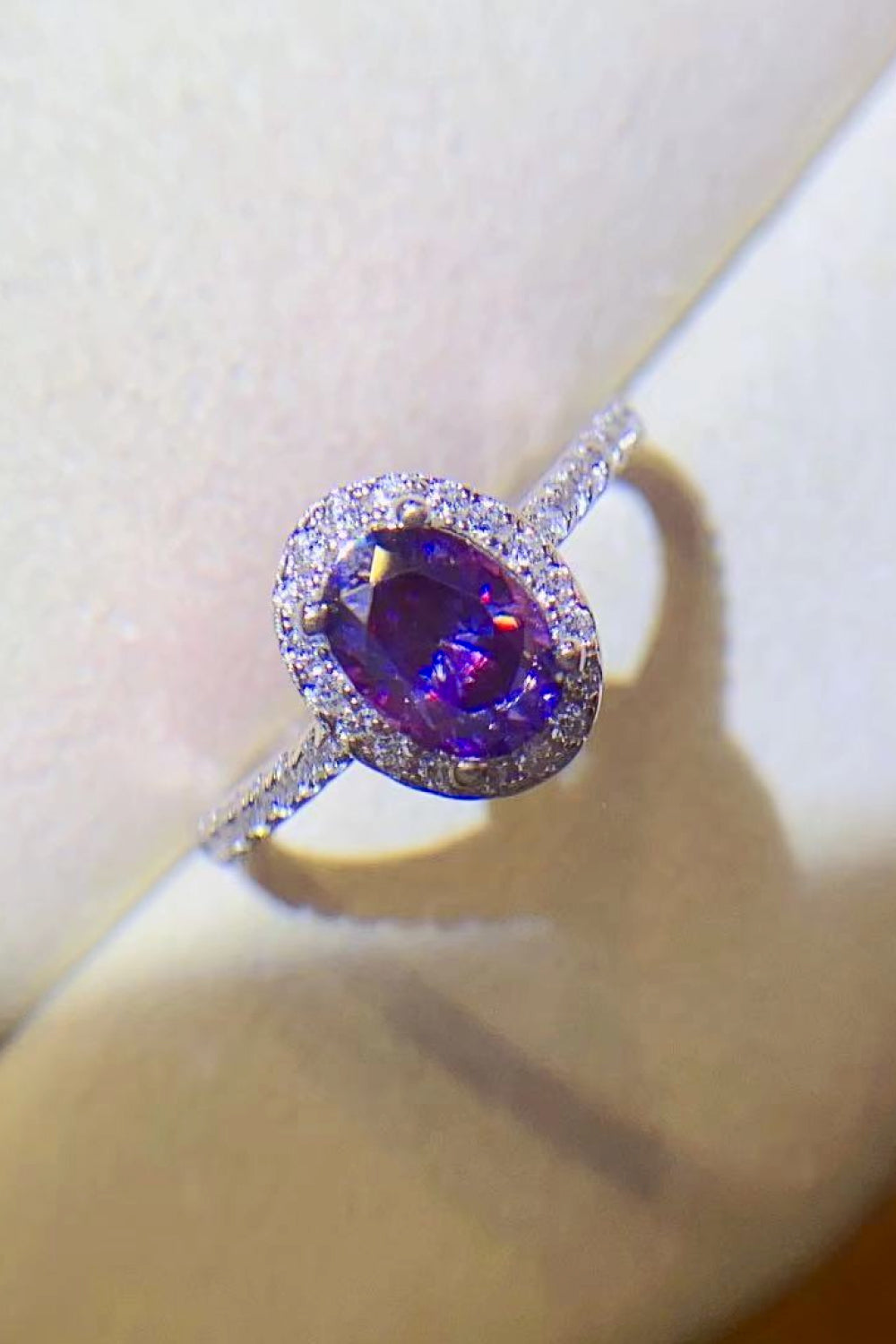 Women's 925 Sterling Silver 1 Carat Purple Moissanite Ring