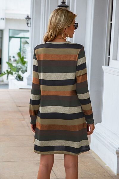 Women's Candida Striped Round Neck Long Sleeve Dress