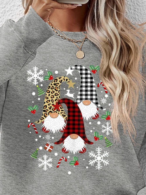 Christmas Winter Faceless Gnomes Graphic Drop Shoulder Sweatshirt