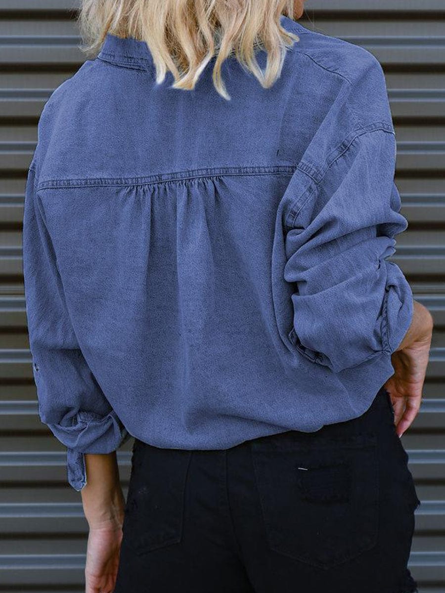 Full Size Tie Detail Denim Top