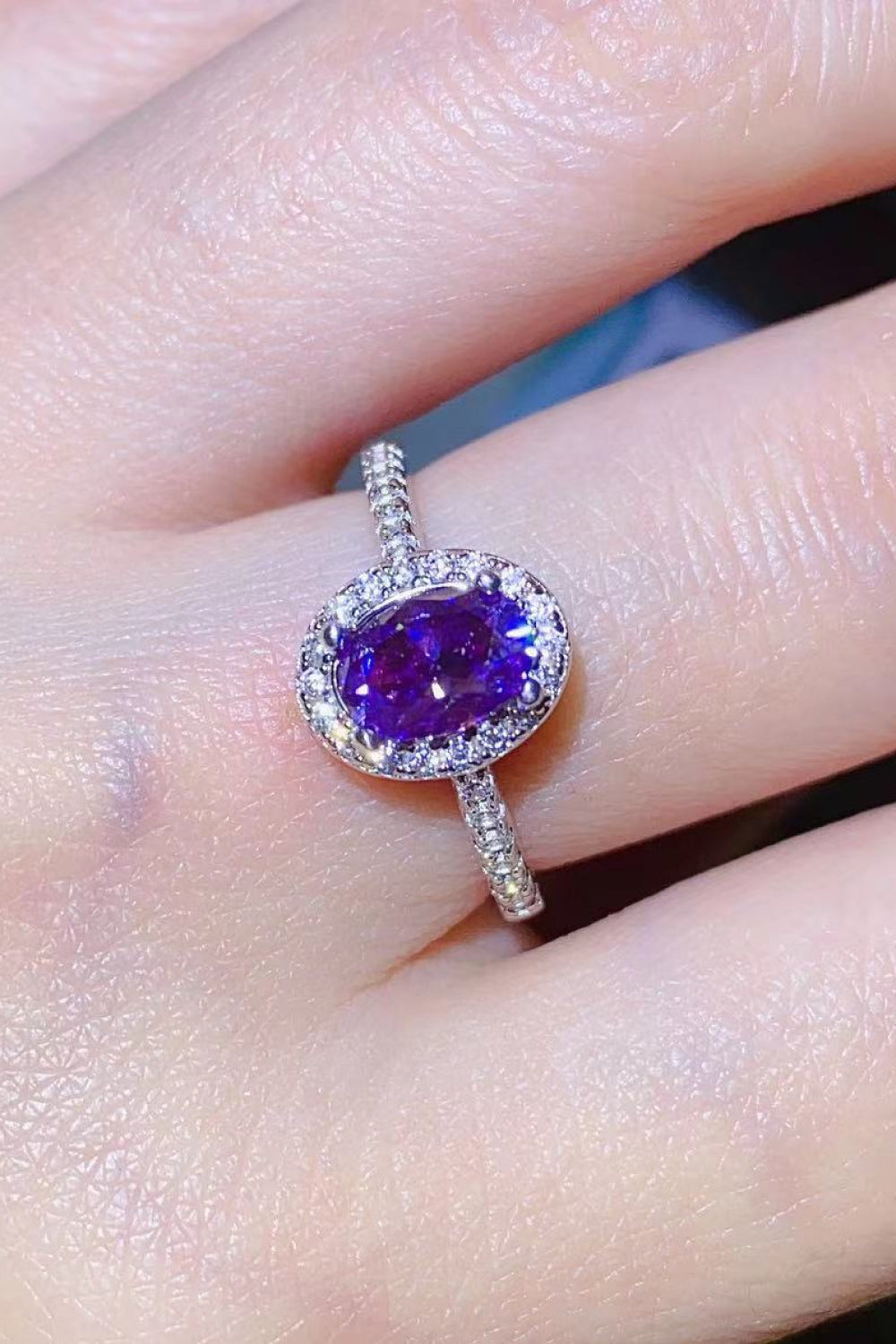 Women's 925 Sterling Silver 1 Carat Purple Moissanite Ring