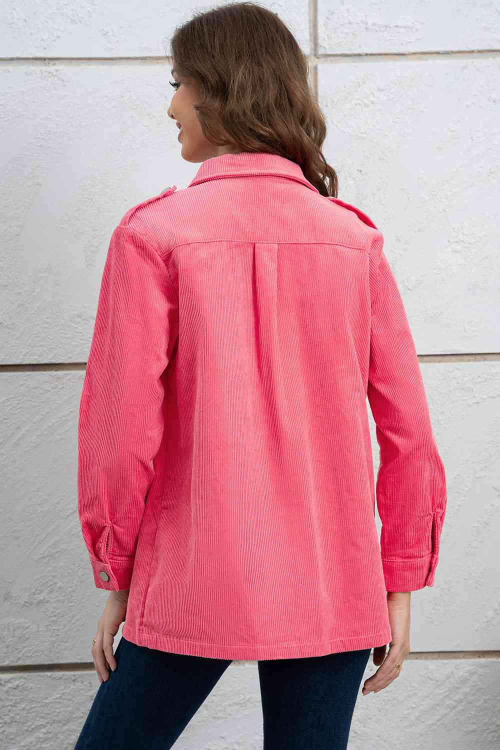 Zoe Red Button Down Collared Jacket