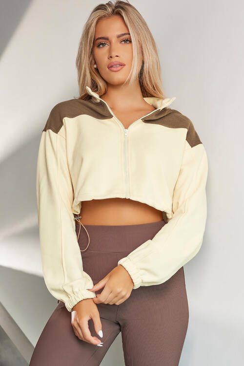 ShaysCoatsnMore Contrast Drawstring Zip Up Jacket